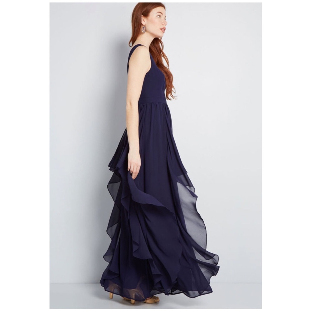 As Ruffles Ripple Maxi Dress in Navy